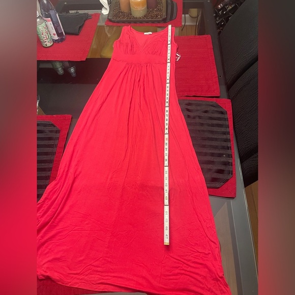 Loveappella Women's Red Rayon V-Neck 
Sleeveless Casual Long Maxi Dress Size PM - Picture 13 of 14